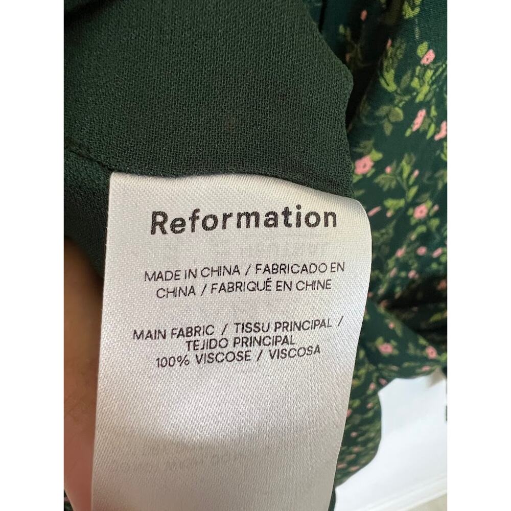 Reformation Brandi Mock Neck Mini Dress S in Coriander Green Floral - Picture 11 of 13